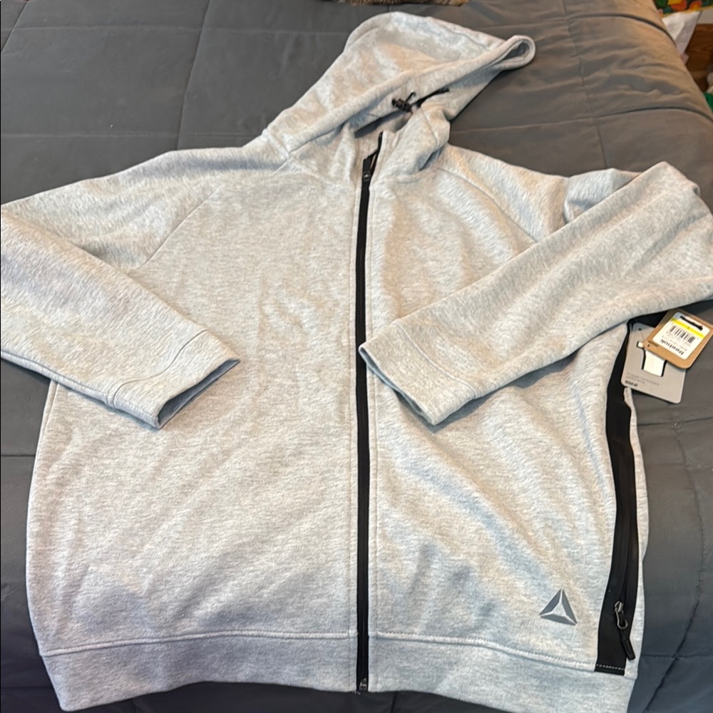 Reebok Gray Zip Up Sweat Jacket with Hood